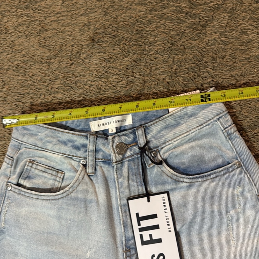 Almost Famous Blue Straight Leg Jeans with Distressed Details - Picture 12 of 13